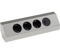 kalb | Multiprise d'angle 4 prises 3x 230V et 2x port USB argent/noir