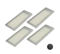 kalb | TooFlatXL éclairage LED sous meuble 12V lot 1-4 avec interrupteur sans fil MonoDot, ultra-plat 4 mm, grand champ lumineux 155 × 55 mm, inox brossé, Plug & Play (4, blanc chaud)