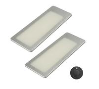 kalb | TooFlatXL éclairage LED sous meuble 12V lot 1-4 avec interrupteur sans fil MonoDot, ultra-plat 4 mm, grand champ lumineux 155 × 55 mm, inox brossé, Plug & Play (2, blanc neutre)