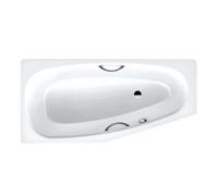 Kaldewei Advantage - Baignoire asymétrique Mini Star droite 835, 157x70/48 cm, avec trous pour poignées, antidérapant sur toute la surface, effet Perl, blanc 224534013001