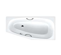 Kaldewei Advantage - Baignoire asymétrique Mini Star gauche 833, 157x75/50 cm, avec trous pour poignées, antidérapant sur toute la surface, blanc 224934010001