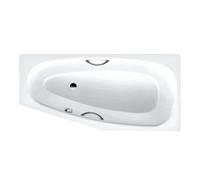 Kaldewei Advantage - Baignoire asymétrique Mini Star gauche 837, 157x70/48 cm, avec trous pour poignées, antidérapant sur toute la surface, effet Perl, blanc 225334013001