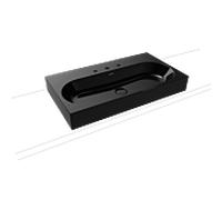 Kaldewei Centro poser sur meuble 903106033701 3058, 90x50x12cm, effet perlé noir, sans trop-plein, 3 trous taraudés