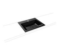 Kaldewei Cono lavabo à encastrer 901606013701 3080, 60x50cm, effet perlé noir, sans trop-plein, 1 trou pour le robinet