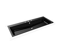 Kaldewei Puro bassin 907106033701 120x46x1.4cm, avec trop - plein, 3 trous de coulée, l' effet de la perle noire