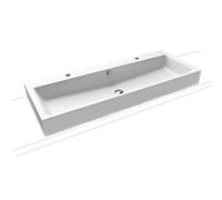 Kaldewei Puro fixation double vasque 907206043001 130x46x12cm, avec trop - plein, trou de coulée 2x1, blanc effet perlant