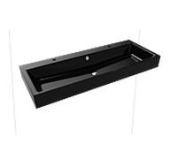 Kaldewei Puro lavabo double mural 906806043701 120x46x12cm, avec trop-plein, trou de robinetterie 2x1, effet perlé noir