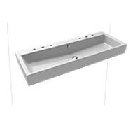 Kaldewei Puro lavabo double paroi 906806053199 120x46x12cm, avec trop-plein, 2x3 trous pour robinetterie, effet perlé manhattan