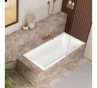 KALDEWEI PURO NEXT COMBI Baignoires rectangulaires avec zone de douche à droite, Modèle 1433, 170x70cm, 143300013001, Couleur: blanc alpin avec effet nacré