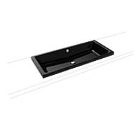 Kaldewei Puro poser sur meuble 909006003701 3174, 90x38,5cm, effet perlant noir, avec trop-plein, sans trou pour robinet