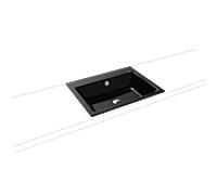 Kaldewei Puro lavabo encastrable 900106003701 3151, 60x46cm, effet perlé noir, avec trop-plein, sans trou pour le robinet
