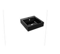 Kaldewei Puro lavabo mural 901306013701 3163, 46x46cm, effet perlé noir, avec trop-plein, avec trou pour le robinet