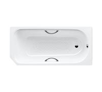 Kaldewei Advantage - Baignoire rectangulaire Saniform V1 Star 332, 160x70 cm, avec trous pour poignées, antidérapant sur toute la largeur, effet Perl, blanc 134034013001
