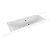 Kaldewei Silenio double vasque à encastrer 907906043001 avec trop-plein, 2 x 1 trou pour robinetterie, blanc effet perlant, 120 x 46 x 2000 , 4 cm