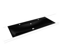 Kaldewei Silenio double vasque à encastrer 907906043701 avec trop-plein, 2 x 1 trou pour robinetterie, effet perle noire, 120 x 46 x 2000 , 4 cm