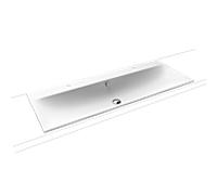 Kaldewei Silenio double vasque à encastrer 907906043711 avec trop-plein, 2 x 1 trou pour robinetterie, effet perlant blanc alpin mat, 120 x 46 x 2000 , 4 cm