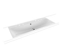 Kaldewei Silenio double vasque à encastrer 907906053001 avec trop-plein, 2 x 3 trous pour robinetterie, blanc effet perlant, 120 x 46 x 2000 , 4 cm