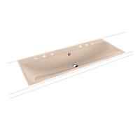 Kaldewei Silenio double vasque à encastrer 907906053030 avec trop-plein, 2 x 3 trous pour robinetterie, effet bahama beige nacré, 120 x 46 x 2000 , 4 cm