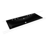 Kaldewei Silenio double vasque à encastrer 907906053701 avec trop-plein, 2 x 3 trous pour robinetterie, effet perle noire, 120 x 46 x 2000 , 4 cm