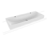 Kaldewei Silenio double vasque à poser 906406363001 120x46x1,2cm, sans trop-plein, 2 x 1 trou pour robinetterie, blanc effet perle