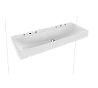 Kaldewei Silenio double vasque murale 904506373001 120x46x1,2cm, sans trop-plein, 2 x 3 trous robinetterie, blanc effet perle