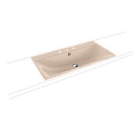 Kaldewei Silenio vasque à encastrer 907806033030 3038, 90 x 46 cm, effet perlant beige bahama, trop-plein, 3 trous robinetterie