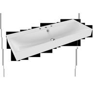 Kaldewei Silenio vasque murale 904506033001 3046, 120 x 46 x 12 cm, blanc effet perlant, avec trop-plein, 3 trous pour robinetterie