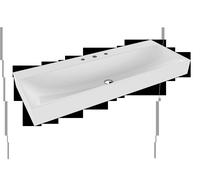 Kaldewei Silenio vasque murale 904506273001 sans trop-plein, 3 trous robinetterie, 3046, 120 x 46 x 12 cm, blanc effet perle