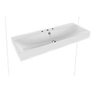 Kaldewei Silenio vasque murale 904506033001 3046, 120 x 46 x 12 cm, blanc effet perlant, avec trop-plein, 3 trous pour robinetterie