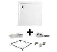 Kaldewei SUPERPLAN 1831-1, ensemble complet pour receveur de douche, 1 unité, 80 x 80 cm, installation quasi au niveau du sol