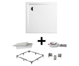 Kaldewei SUPERPLAN 1831-1, ensemble complet pour receveur de douche, 1 unité, 80 x 80 cm, installation quasi au niveau du sol