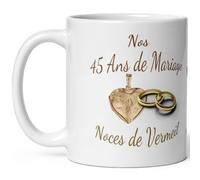 Kalféa Mug anniversaire mariage 45 ans noces de Vermeil tasse quarante cinq ans mariage Idée Cadeau Originale mari femme couple noel fete époux épouse céramique 325ml