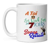 Kalféa Mug bonne retraite humour a toi les w nds de 7 jours réveil tasse céramique drôle haute qualité offrir idée cadeau rigolo depart retraite homme femme anniversaire ami collegue 325ml