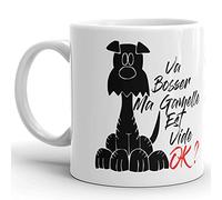 Kalféa Mug Humour chien va bosser gamelle offrir tasse céramique amour drôle Qualité Idée Cadeau Originale Anniversaire Noël Fête femme homme ami collegue maman fille garçon 325ml