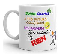 Kalféa Mug humour collegue bonne chance tasse drole haute qualité idée cadeau céramique départ retraite changement travail homme femme collegue ami bureau mutation licenciement 325ml