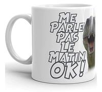 Kalféa Mug Humour mauvaise humeur Tasse drôle me parle pas le matin avec dinosaure t-rex Mug Qualité Idée Cadeau Originale Anniversaire Noël Fête homme femme ami collegue famille pote