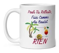 Kalféa Mug retraite humour fais rien comme au boulot tasse céramique drôle haute qualité idée cadeau rigolo homme femme anniversaire fete Noel ami collegue départ en retraite 325ml
