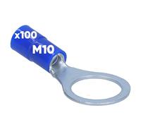 Kalitec 100x Cosses à Anneau 1,5-2,5 mm² M10, Connecteur de Câble Bleu