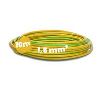 Kalitec 10m Câble de Câblage H07V-K 1,5 mm² - Fil en Cuivre Flexible Jaune | Fil électrique monophasé en PVC, toron de classe 5, idéal pour armoires de commande, éclairage et gaine de protection.