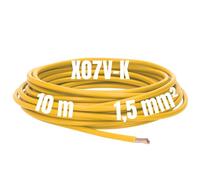 Kalitec 10m Câble de Câblage X07V-K 1,5 mm² Jaune - Fil PVC Flexible