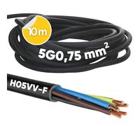 Kalitec 10m H05VV-F Câble Flexible 5x0,75 mm² - Câble d'Alimentation PVC