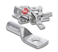 Kalitec 10x Cosses à Sertir 35 mm² M8, Connecteur de Câble DIN 46235 | Anneaux en cuivre étamé résistant à la corrosion pour câbles multifils et fins, idéal pour voiture et jardin
