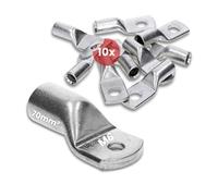 Kalitec 10x Cosses Tubulaires 70 mm² M6, Connecteur de Câble en Cuivre | Cosses à sertir galvanisées sans trou de vision, cuivre pur étamé, certifié UL, pour installations solaires et auto