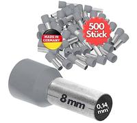 Kalitec 500x Embouts de Câble Isolés 0,14 mm² - 8 mm Gris, Qualité Pro