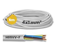 Kalitec Câble H05VV-F 5m 4x1mm², Fil Électrique Flexible 4G1 Blanc