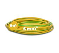 Kalitec Câble H07V-K 6 mm² Vert-Jaune - 5 m Fil Électrique de Terre | Fil de protection pour armoire électrique et installations encastrées. Toron PVC avec conducteur de cuivre nu de classe 5.