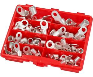 Kalitec KALI-1571 Boîte d'assortiment de cosses à sertir 25-50 mm² I Isolation PVC I Décharge de traction 150 N I Matériau de contact cuivre I Raccord vissé M8 I Contenu du kit 200 pièces