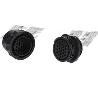 Kalitec KALI-2624C Kit de connecteurs ronds TT 24 pôles avec prise de câble (type femelle), contacts mâles TT93 et contacts femelles I IP44 / IP65 I Matériau PPO avec GF I Connecteur de câble noir I 1