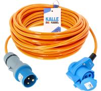 KALLE DAS KABEL Rallonge CEE PUR H07BQ-F 3G 2,5 mm² 15 mètres 230V 16A avec connecteur coudé Signal-ORANGE IP44 Câble polyuréthane Câble de camping Rallonge de camping Câble électrique PUR