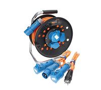 KALLE DAS KABEL Rallonge Electrique Enrouleur 25m CEE, Kit avec adaptateur et câble de raccordement 1,5m + câble de raccordement, Polyuréthane H07BQ-F 3G 2,5mm² EXTREME SIGNAL, Made in Germany